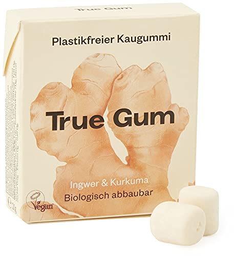 True Gum Ingwer & Kurkuma | Plastikfreier Kaugummi | Biologisch Abbaubar | Vegan | 21 g von True Gum
