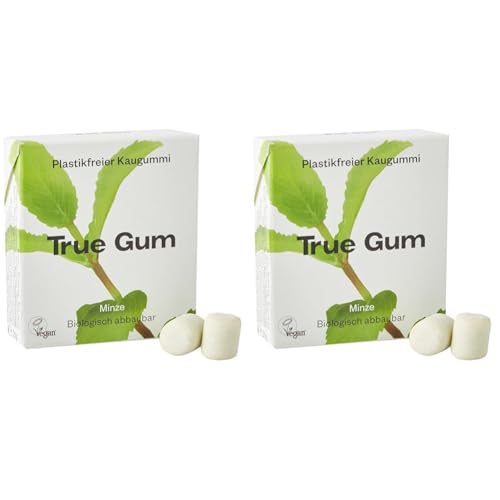 True Gum - Minze | Plastikfreier Kaugummi | Biologisch Abbaubar | Vegan | 21 g (Packung mit 2) von True Gum