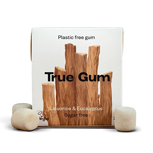 True Gum - Plastikfreie Kaugummi - Lakritze & Eukalyptus - 24 x 21 g - 100% Biologisch abbaubar von True Gum