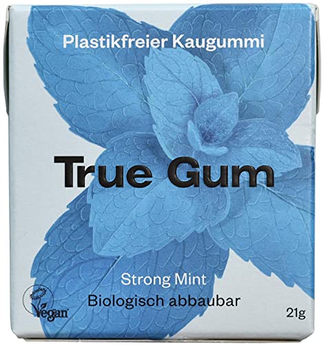 True Gum - Plastikfreie Kaugummi - Strong Mint - 10 x 21 g - 100% Biologisch abbaubar von True Gum