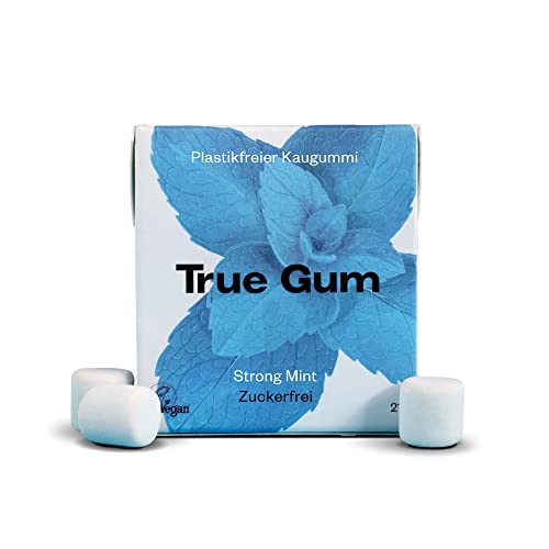 True Gum, Plastikfreier Kaugummi Biologisch Abbaubar Vegan 21 g, Strong Mint, 1 stück von True Gum