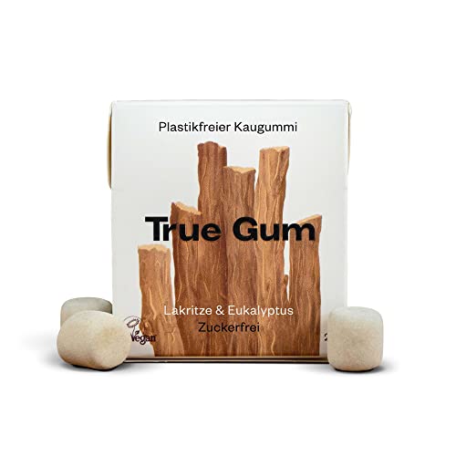 True Gum - Lakritze & Eukalyptus | Plastikfreier Kaugummi | Biologisch Abbaubar | Vegan | 21 g von True Gum
