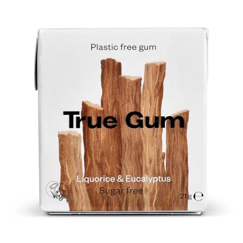 True Gum: LAKRITZE & EUKALYPTUS / Plastikfreier Kaugummi / Biologisch Abbaubar / Vegan / 21 g von True Gum