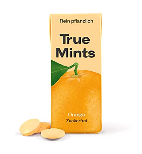 True Gum True Mints - 18er DISPLAY | ORANGE | Pflanzliche und zuckerfreie Pastillen, 18 x 13g von True Gum