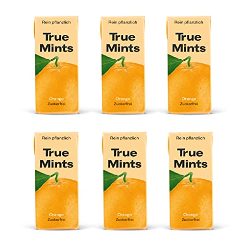 True Gum True Mints - 6er SET | ORANGE | Pflanzliche und zuckerfreie Pastillen, 6 x 13g von True Gum