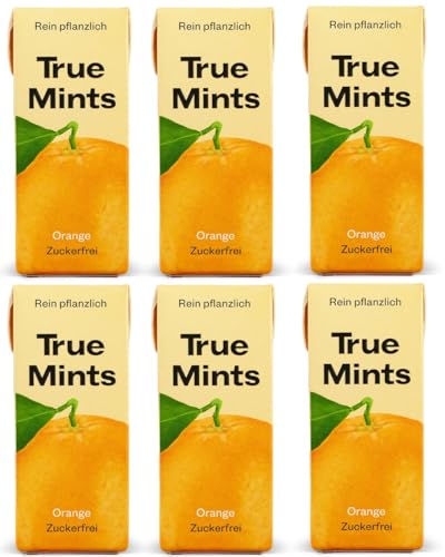 True Mints - 6er SET, ORANGE, Pflanzliche und zuckerfreie Pastillen, 6 x 13g von True Gum