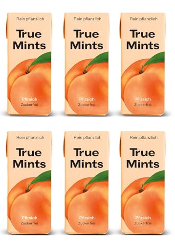 True Mints - 6er SET | PFIRSICH | Pflanzliche und zuckerfreie Pastillen, 6 x 13g, 78 g von True Gum