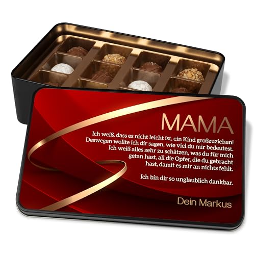 Dankeschön Geschenk für Mutter: Pralinendose personalisiert „Mama. Ich bin so dankbar.“ - Metalldose mit 12 Pralinen – Schokolade Geschenkidee Geburtstag Muttertag Weihnachten von True Statements