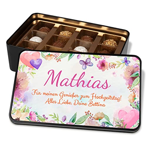 Pralinendose personalisiert „Wunschtext 3zeilig“ - BLUMEN - mit 12 Confiserie-Pralinen – Schokolade Dankeschön Geschenk für Freunde, Kollegen & Familie Pralinendose personalisiert „Wunschtext 3zeilig“ - BLUMEN - mit 12 Confiserie-Pralinen – Schokolade Dankeschön Geschenk für Freunde, Kollegen & Familie von True Statements