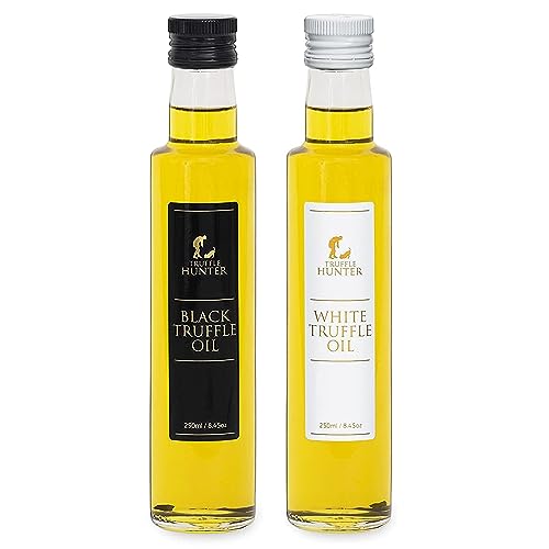 TruffleHunter – Schwarzes und Weißes Trüffelöl im Set – Natives Olivenöl extra zum Kochen & Würzen – 250 ml x 2 von TruffleHunter