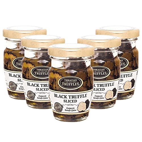 Carpaccio Tartufo Gourmet Black Summer Truffle 70% Tuber Aestivum, Delikatessen Sommertrüffel Schwarze Trüffel Scheiben, fachmännisch in nativem Olivenöl extra konserviert (5 x 60g) von Truffles