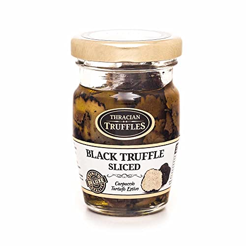 Carpaccio Tartufo Gourmet Black Summer Truffle 70% Tuber Aestivum, Delikatessen Sommertrüffel Schwarze Trüffel Scheiben, fachmännisch in nativem Olivenöl extra konserviert (1 x 60g) von Pesto