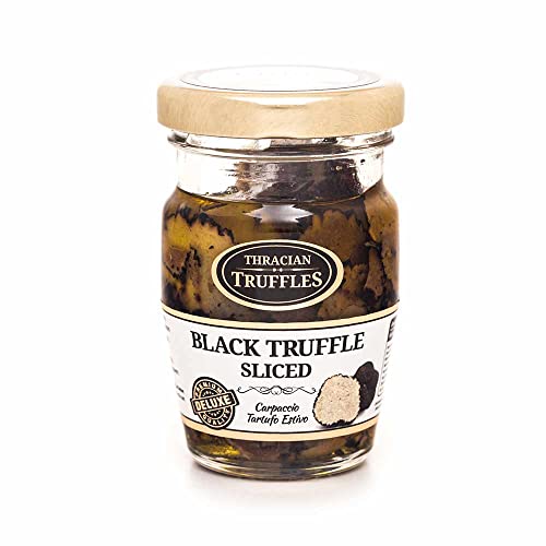 Carpaccio Tartufo Gourmet Black Summer Truffle 70% Tuber Aestivum, Delikatessen Sommertrüffel Schwarze Trüffel Scheiben, fachmännisch in nativem Olivenöl extra konserviert (1 x 60g) von Truffles