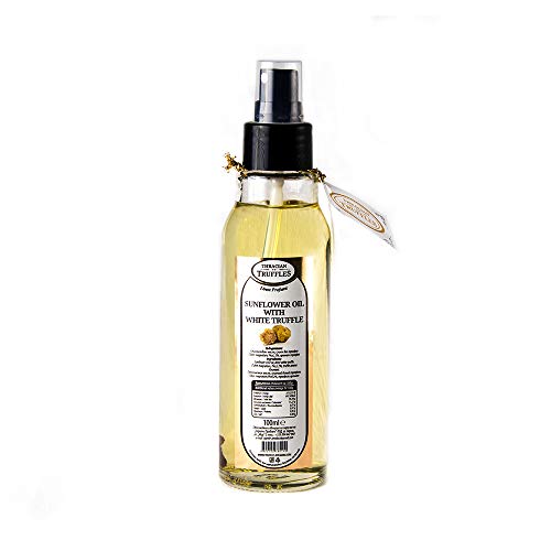 Natürliche Sonnenblumenöl mit Weißen Trüffel, Trüffel öl Sunflower oil with White truffle Premium Gourmet, Luxury oil, Ideal zum Kochen, Servieren, Salaten dressing Spray (100ml) von Oil