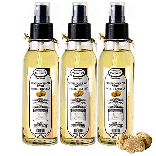 Natürliche Sonnenblumenöl mit Weißen Trüffel, Trüffel öl Sunflower oil with White truffle Premium Gourmet, Luxury oil, Ideal zum Kochen, Servieren, Salaten dressing Spray (300ml) von Oil