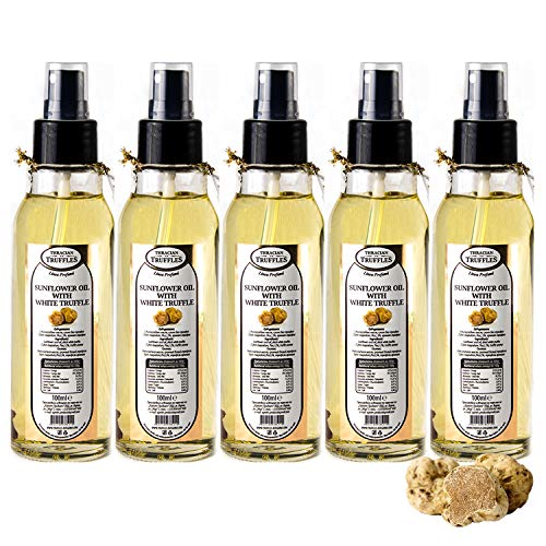 Natürliche Sonnenblumenöl mit Weißen Trüffel, Trüffel öl Sunflower oil with White truffle Premium Gourmet, Luxury oil, Ideal zum Kochen, Servieren, Salaten dressing Spray (500ml) von Oil