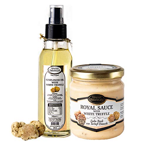 Natürliche Sonnenblumenöl mit Weißen Trüffel Trüffel öl Sunflower oil with White truffle Gourmet Spray 100ml und White truffle Weißen Trüffel Sahne Käse TrüffelCreme Delikatesse für Feinschmecker 80g von Truffles