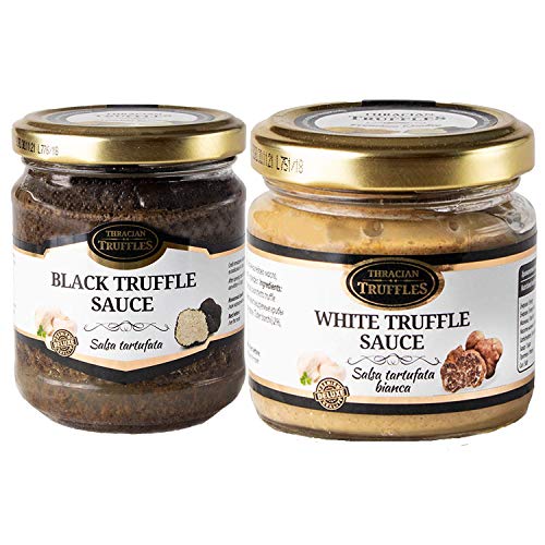 Schwarze Trüffel Saucen Black truffle sauce Trüffelcreme Sommertrüffel (170g) Tuber Aestivum und Weißen Trüffel Feinkost White Truffle Gourmet Trüffelcreme die Delikatesse Geschenk Tartufata (80g) von Truffles