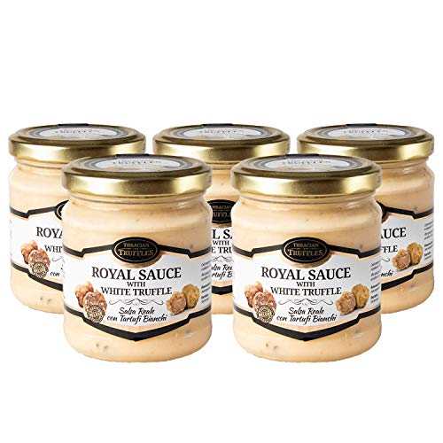 White truffle Royal Tuber magnatum Pico Weißen Trüffel mit Sahne und Käse, ideal für Fleisch, gegrilltes Brot, Omeletts, Pasta, Risotto, Sushi (5 x 80g) von Truffles