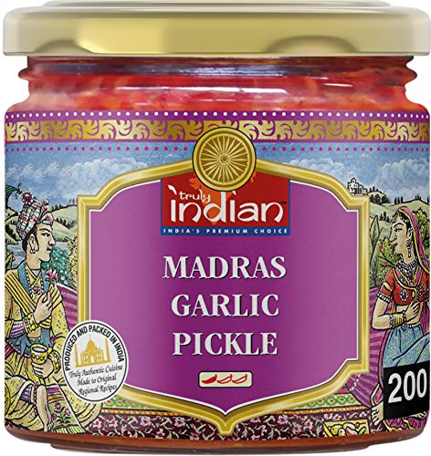 Truly Indian Knoblauch Pickle, Madras, 6er Pack (6 x 200 g) von Truly Indian