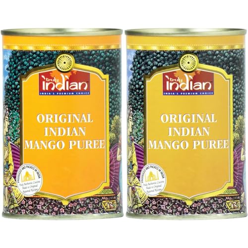 Truly Indian Mango-Püree - Indisches, gezuckertes Obst-Püree für Desserts und Saucen - 1 x 450 g 19375 (Packung mit 2) von Truly Indian