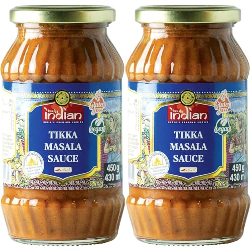 Truly Indian Tikka Masala Sauce (Angenehm scharfe Fertigsauce für schnelle Gerichte mit natürlichen Zutaten, Authentisch indisch kochen, Vegan und glutenfrei) (1 x 450 g) (Packung mit 2) von Truly Indian