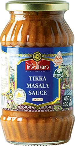 Truly Indian Tikka Masala Sauce (Angenehm scharfe Fertigsauce für schnelle Gerichte mit natürlichen Zutaten, Authentisch indisch kochen, Vegan und glutenfrei) (1 x 450 g) von Truly Indian