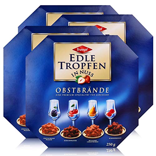 Trumpf Edle Tropfen in Nuss Obstbrände 250g - Pralinen mit Alkohol (4er Pack) von Trumpf