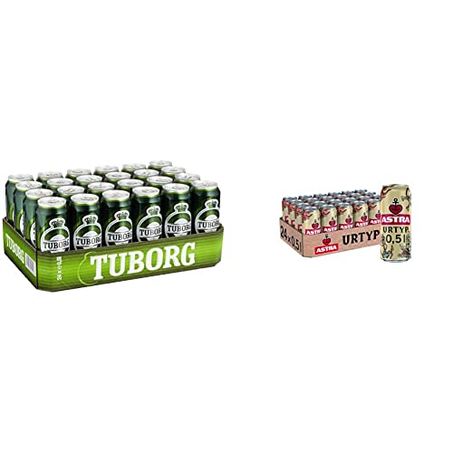 Tuborg Pilsener, Bier Dose Einweg (24 x 0.5 L) & ASTRA Urtyp, Pils Bier Dose Einweg (24 X 0.5 L) Dosentray von Tuborg