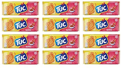 12x Tuc Paprika Gesalzener Snacks mit Paprika Cracker 100g Salzgebäck Knabberartikel von Tuc