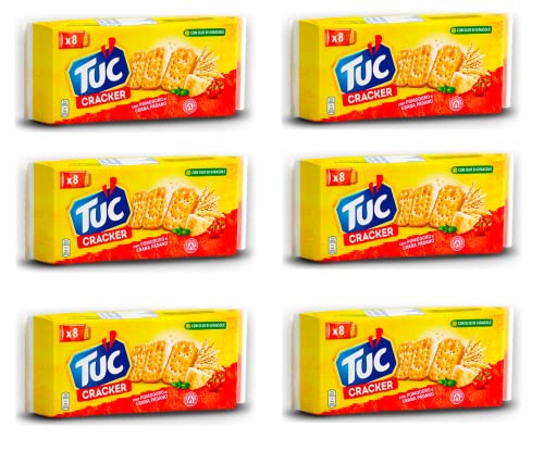 6x TUC Kekse Salzgebäck Tomaten und Cheese Käse Grana Padano 250g Packung von Tuc