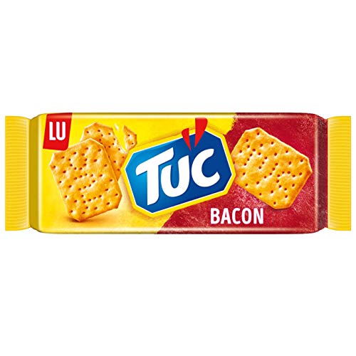 TUC Bacon 1 x 100g I Salzgebäck Einzelpackung I Knabbergebäck mit Bacon-Geschmack I Fein gesalzene Snack-Cracker (Packung mit 8) von Tuc