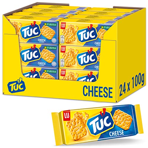 TUC Cheese 24 x 100g I Salzgebäck Großpackung I Knabbergebäck mit Käse-Geschmack I Fein gesalzene Snack-Cracker von Tuc