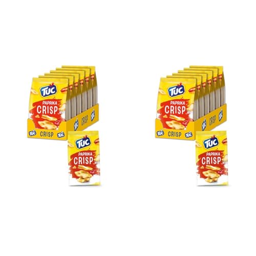 TUC Crisp Paprika 6 x 100g I Salzgebäck Großpackung I Kross gebackene Cracker mit Paprika-Geschmack I Extra dünn und knusprig (Packung mit 2) von Tuc