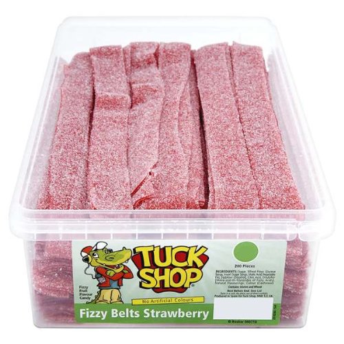 Tuck Shop Fizzy Belts Strawberry 200 Pieces von Tuck Shop