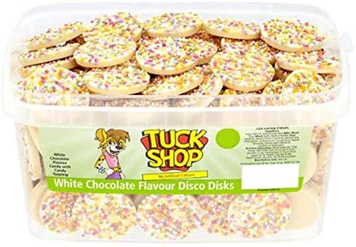 Tuck Shop White Chocolate Flavour Disco Platten 120 Stück Süßigkeit von Tuck Shop