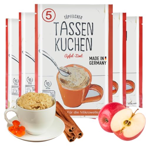 Tassenkuchen Apfel-Zimt von Tüpfelchen 5er Pack, Backmischung für die Mikrowelle von Tüpfelchen