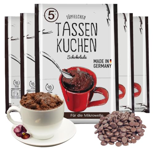 Tassenkuchen Schokolade von Tüpfelchen 5er Pack, Backmischung für die Mikrowelle von Tüpfelchen