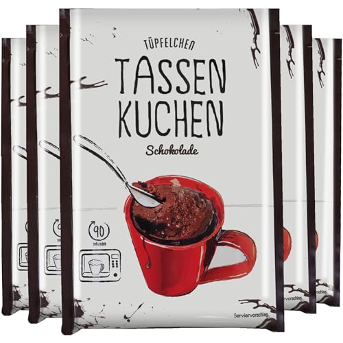 Tassenkuchen Schokolade von Tüpfelchen 5er Pack, Backmischung für die Mikrowelle von Tüpfelchen
