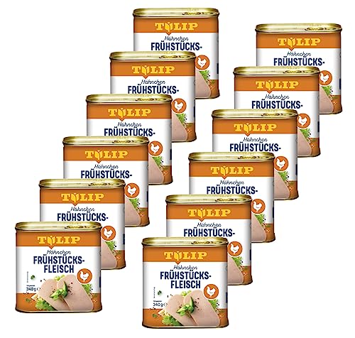 12x TULIP Hähnchen-Frühstücksfleisch 340g | leckeres Hähnchenfleisch in der praktischen recycelbaren Konserve | Geflügel-Frühstücksfleisch in der Dose | 80% Hähnchenfleisch 12x TULIP Hähnchen-Frühstücksfleisch 340g | leckeres Hähnchenfleisch in der praktischen recycelbaren Konserve | Geflügel-Frühstücksfleisch in der Dose | 80% Hähnchenfleisch von Tulip