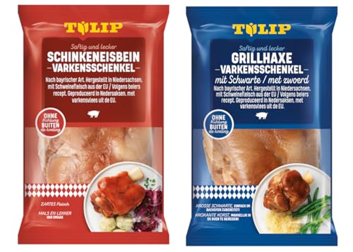 TULIP 600 g Grill-Haxe + 600 g Eisbein | Tafelfertig Gegart Vakuumverpackt | einfach im Backofen zubereitet in ca. 30-40 Minuten | Schinkeneisbein und Schweinshaxe ohne Kühlung von Tulip