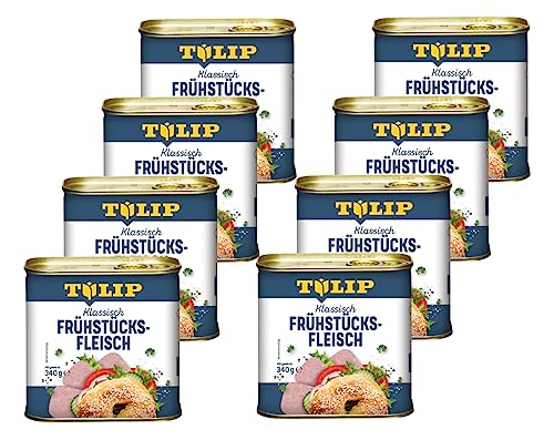 TULIP 8x Schweine-Frühstücksfleisch 340g | leckeres Schweinefleisch in der praktischen recycelbaren Konserve | Schweine-Frühstücksfleisch in der Dose | 86% Schweinefleisch von Tulip