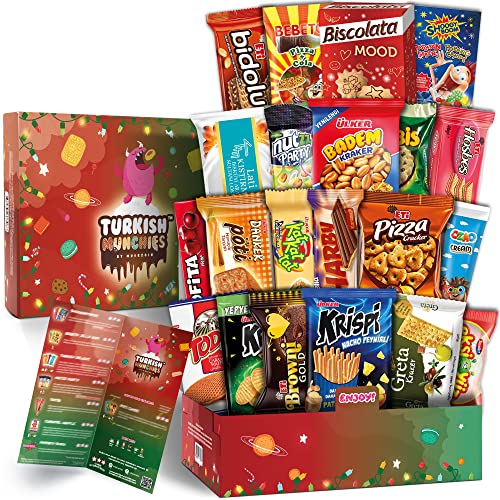 Maxi Süßigkeiten Box mit 21 Snacks| Ähnlich Amerikanische USA American Candy Box | Aus Aller Welt | Snackbox aus der Türkei in Originalgröße in einer Süssigkeiten Box von Turkish Munchies by Muekzoin