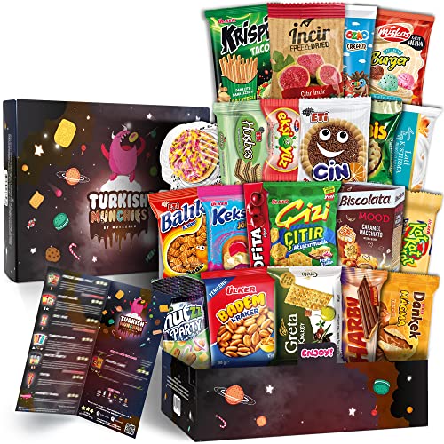 Maxi Süßigkeiten Box mit 21 Snacks| Ähnlich Amerikanische USA American Candy Box | Aus Aller Welt | Snackbox aus der Türkei | in Originalgröße in einer Süssigkeiten Box von Turkish Munchies by Muekzoin