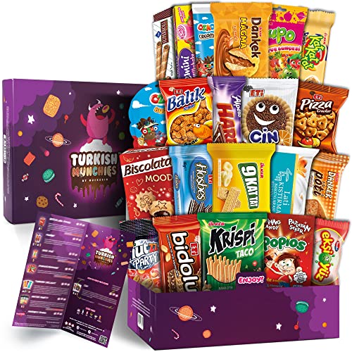 Maxi Süßigkeiten Box mit 21 Snacks| Ähnlich Amerikanische USA American Candy Box | Aus Aller Welt | Snackbox aus der Türkei | in Originalgröße in einer Süssigkeiten Box von Turkish Munchies by Muekzoin