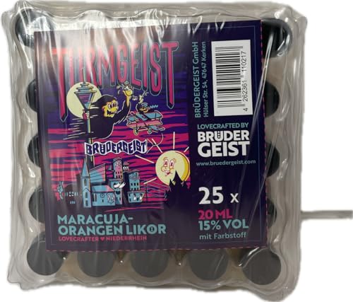 Turmgeist by Brüdergeist - Maracuja-Orangen Fruchtlikör - Ready to Drink - 15% Vol. - Partygröße 25 x 2 cl von Turmgeist by Brüdergeist