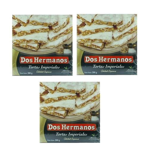 3x Dos Hermanos Tortas Imperiales 'Harte Mandelnougattafel Rund', 200g von Turrones Dos Hermanos S.L.