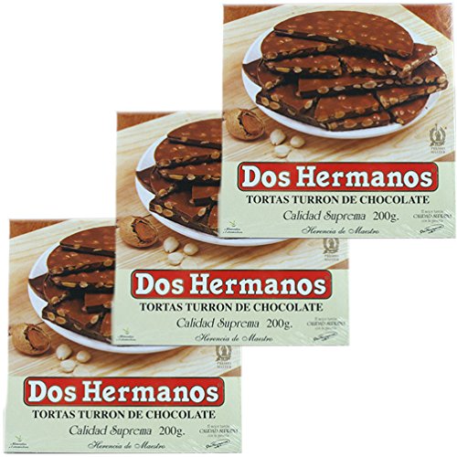 3x Dos Hermanos Tortas 'Schokoladen-Mandel Nougat Rund', 200g von Turrones Dos Hermanos S.L.