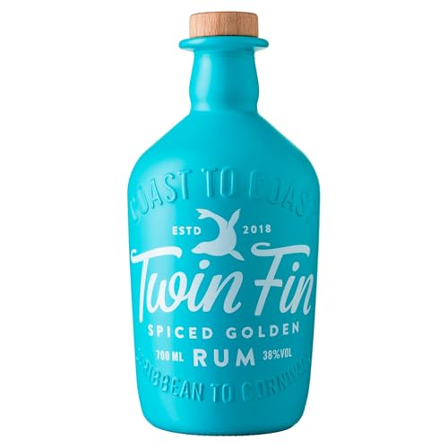 Twin Fin | Rum Spiced Golden Rum | 700 ml | 38% Vol. | Mit geheimer Gewürzmischung für außergewöhnlichen Geschmack | Mit PX Sherry für die Süße | Ohne Zusatz von Zucker & künstliche Aromen von TWIN FIN