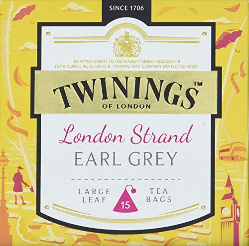 Twinings London Strand Earl Grey Tea, Veredelt mit dem Geschmack von Bergamotte, anderen Zitrusfrucht-Noten und einem Hauch Zitronenschale. 15 Teebeutel ∙ Tee 4er Pack (4 x 38 g) von Twinings